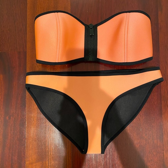 TRAINGL Zipper Bandeau Neoprene Bikini - Picture 1 of 3